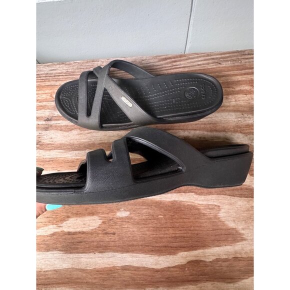 Black Crocs Womens Slip-On Sandals W10 Lightweight & Comfortable - Picture 7 of 10